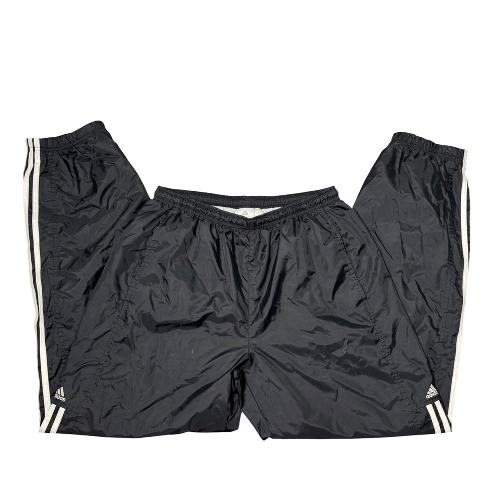 Vintage Y2K Adidas Track Pants Men's Size Large Black 3 Stripe Ankle Zip